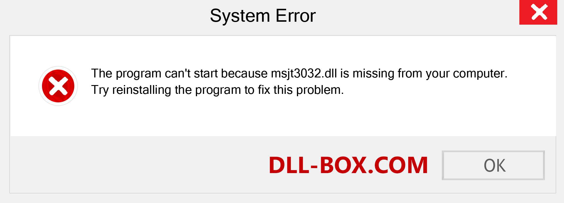  msjt3032.dll file is missing?. Download for Windows 7, 8, 10 - Fix  msjt3032 dll Missing Error on Windows, photos, images